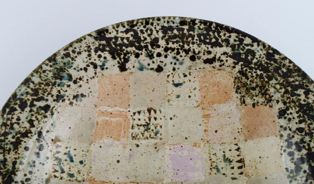 Unknown European Studio Ceramicist, Large Unique Bowl in Glazed Stoneware, 1988 For Sale