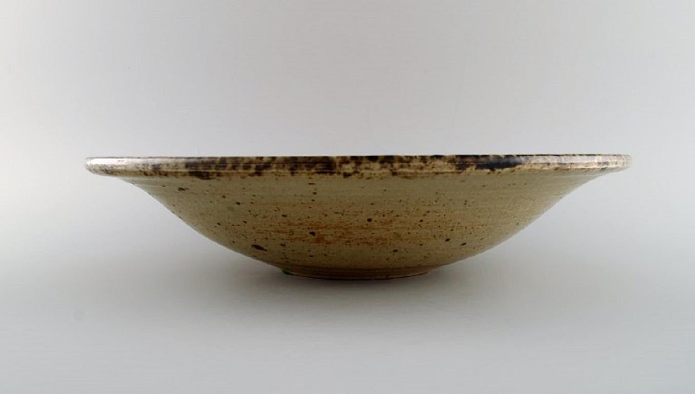 Late 20th Century European Studio Ceramicist, Large Unique Bowl in Glazed Stoneware, 1988 For Sale