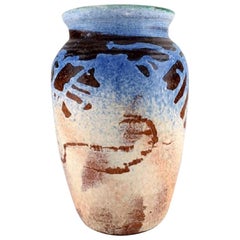 European Studio Ceramicist, Large Unique Vase in Glazed Ceramics
