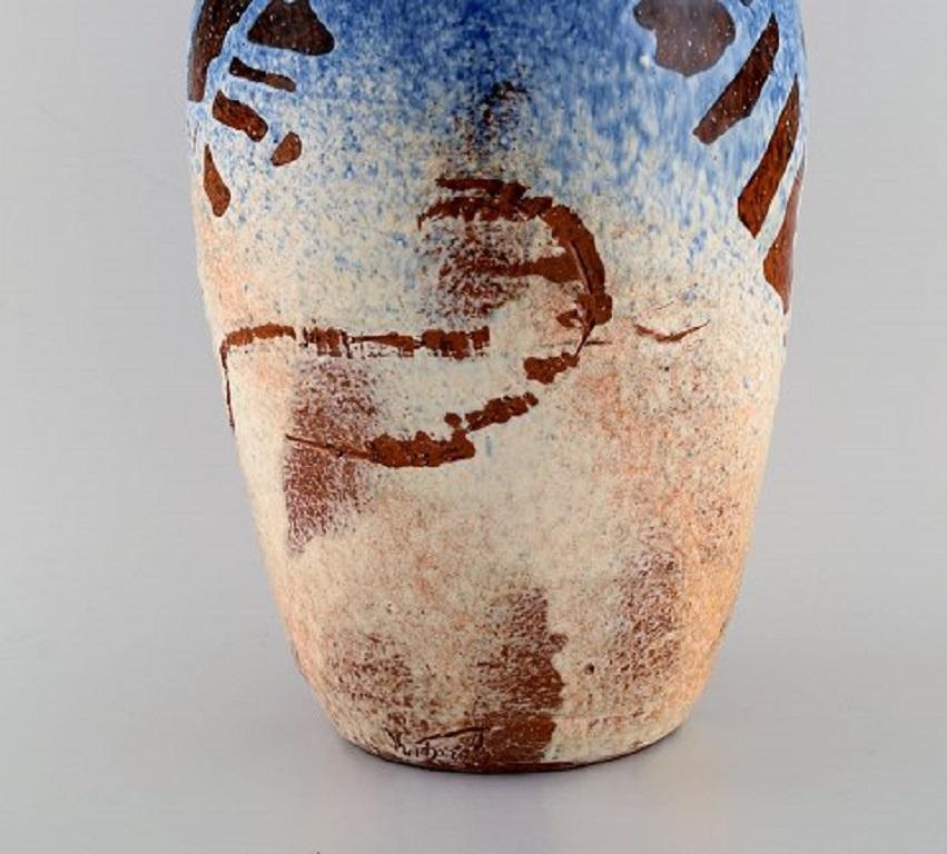 European Studio Ceramicist, Large Unique Vase in Glazed Ceramics In Excellent Condition In Copenhagen, DK