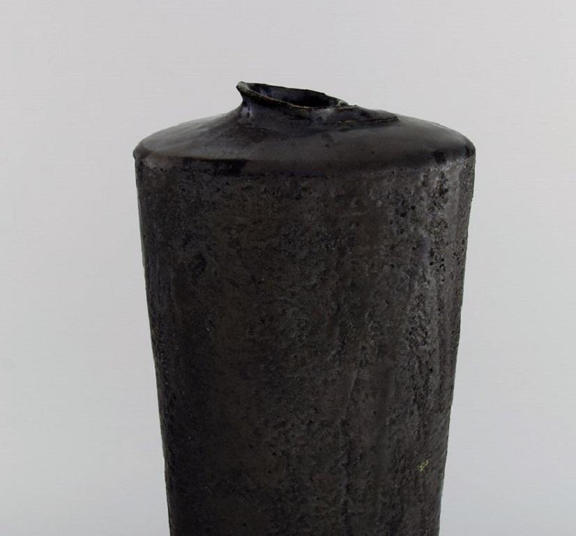 Modern European studio ceramicist. Large unique vase in glazed stoneware. For Sale