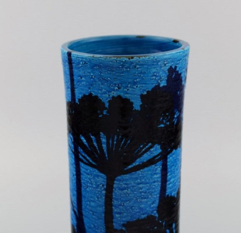 Mid-Century Modern European Studio Ceramicist, Large Vase in Azure Blue Glazed Stoneware For Sale