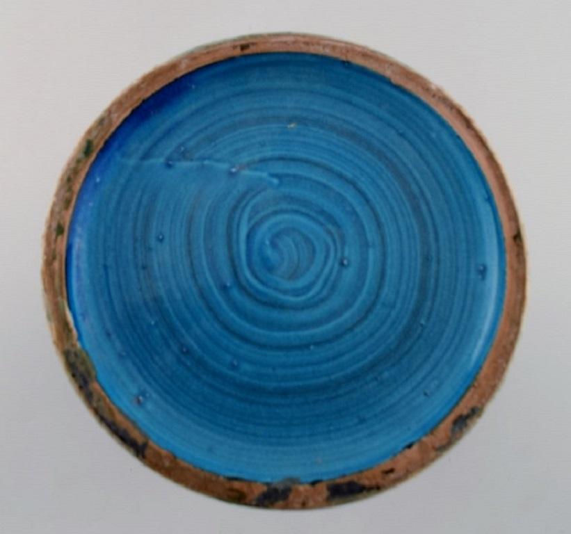Mid-20th Century European Studio Ceramicist, Large Vase in Azure Blue Glazed Stoneware For Sale