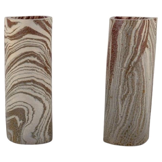 European Studio Ceramicist. Pair of unique ceramic vases. 1980s