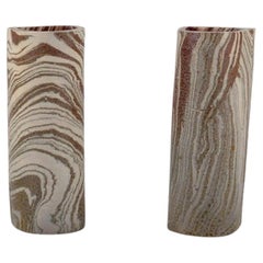 European Studio Ceramicist. Pair of unique ceramic vases. 1980s