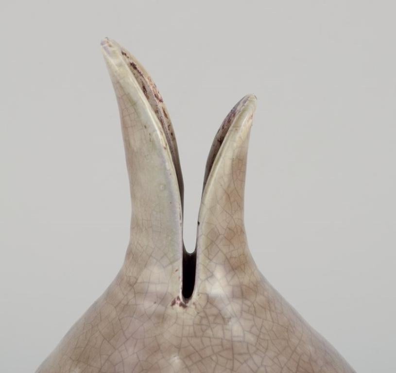 Unknown European studio ceramicist. Round vase with a two-part neck. For Sale