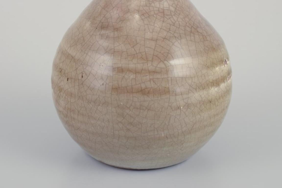 Glazed European studio ceramicist. Round vase with a two-part neck. For Sale