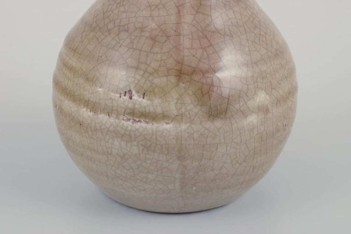 European studio ceramicist. Round vase with a two-part neck. In Excellent Condition For Sale In Copenhagen, DK