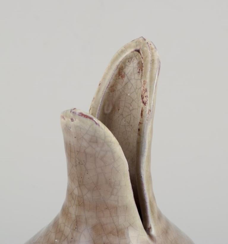 Late 20th Century European studio ceramicist. Round vase with a two-part neck. For Sale