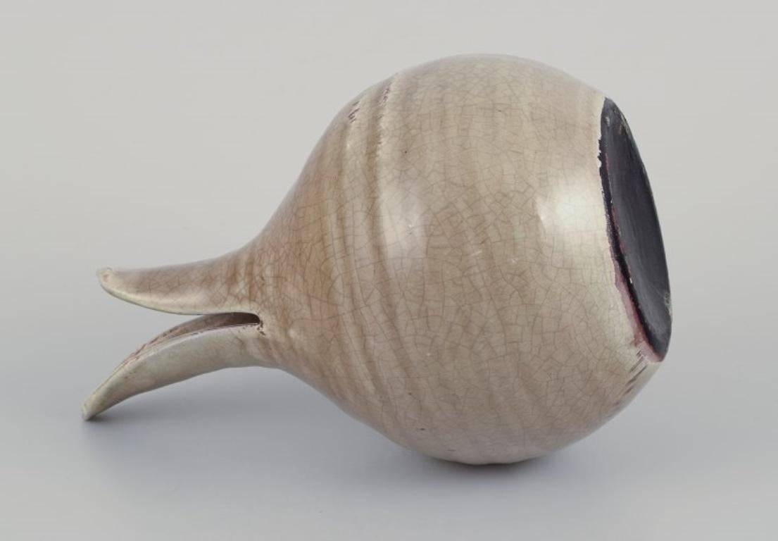 Ceramic European studio ceramicist. Round vase with a two-part neck. For Sale
