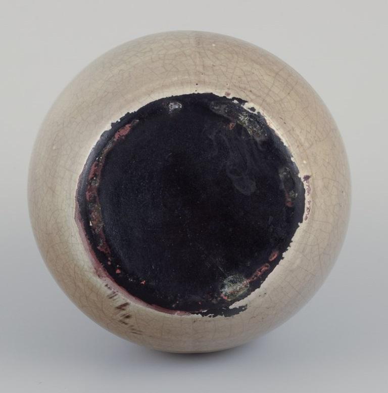 European studio ceramicist. Round vase with a two-part neck. For Sale 1