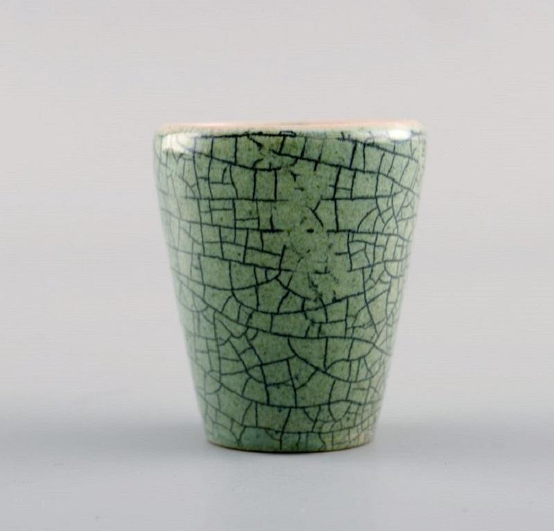 European Studio Ceramicist, Serving Tray with Beakers in Glazed Stoneware In Excellent Condition In Copenhagen, DK