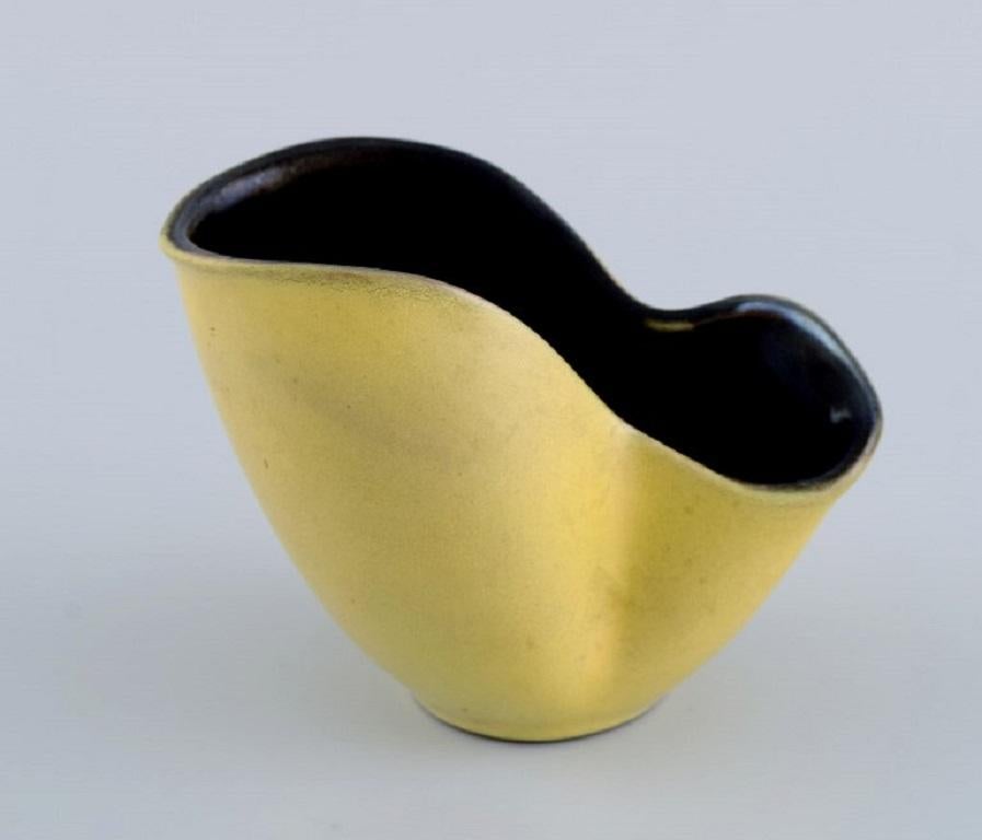 Unknown European Studio Ceramicist, Small Unique Vase with Wavy Edge in Glazed Ceramics For Sale