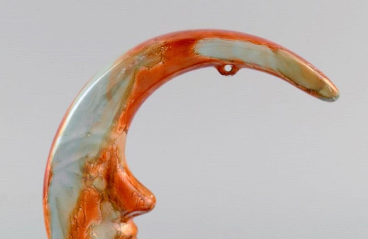 Glazed European Studio Ceramicist, Tealight Candle Holder Shaped like the Moon For Sale
