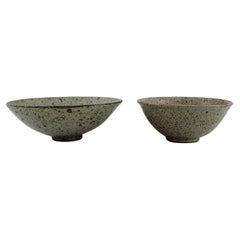 European Studio Ceramicist, Two Bowls in Glazed Stoneware, Late 20th C