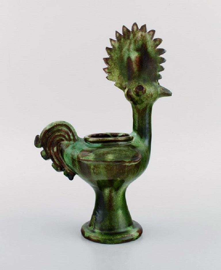 Unknown European Studio Ceramicist, Unique Bird/ Vase in Glazed Stoneware, Late 20th C