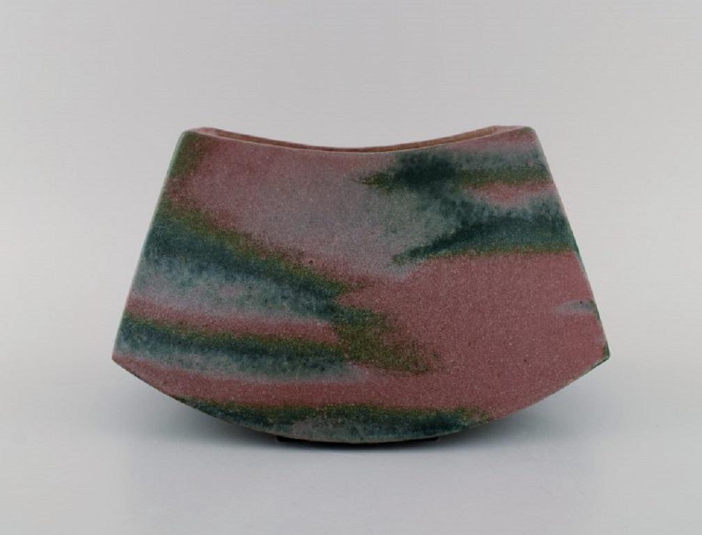 Unknown European Studio Ceramicist, Unique Bowl in Glazed Ceramics, Dated 1986 For Sale