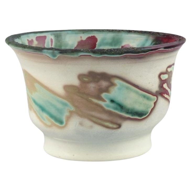 European Studio Ceramicist, Unique Ceramic Bowl in Raku-Fired Technique, 1975 For Sale