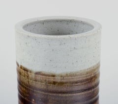 European studio ceramicist. Unique ceramic vase in cylindrical shape.