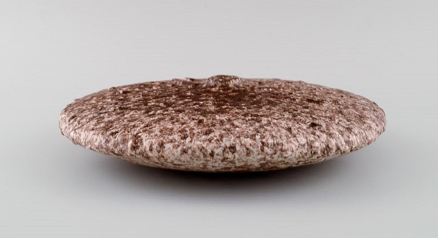 Modern European Studio Ceramicist, Unique Disc-Shaped Vase in Glazed Stoneware