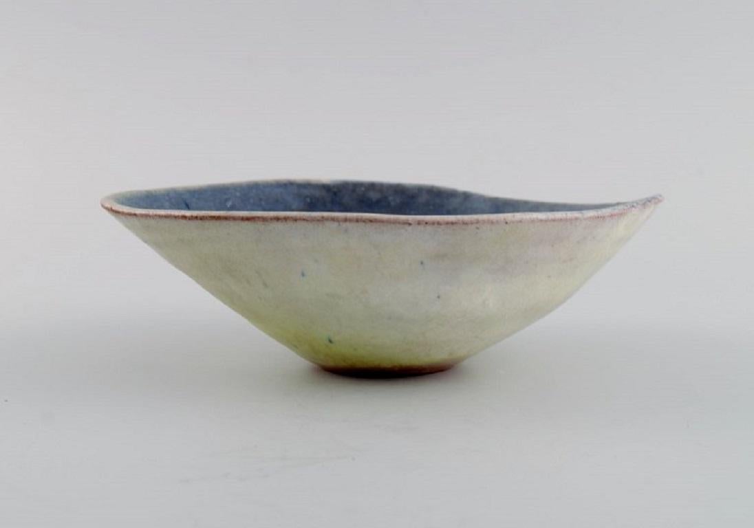 Mid-Century Modern European Studio Ceramicist, Unique Freeform Bowl in Glazed Ceramics, 1960s / 70s For Sale