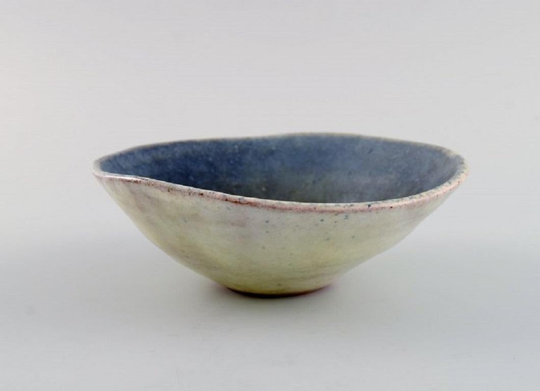 Mid-20th Century European Studio Ceramicist, Unique Freeform Bowl in Glazed Ceramics, 1960s / 70s For Sale