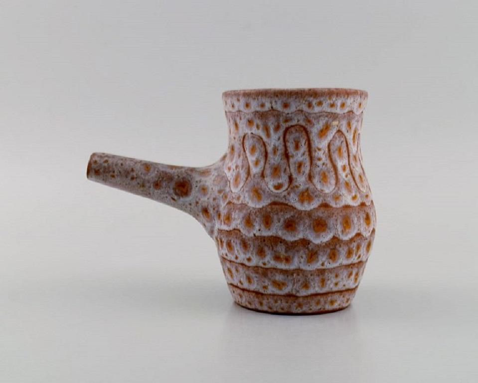 Mid-Century Modern European Studio Ceramicist, Unique Jug in Glazed Stoneware