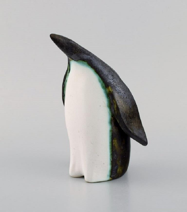 Unknown European Studio Ceramicist, Unique Penguin in Glazed Ceramics, 1980s
