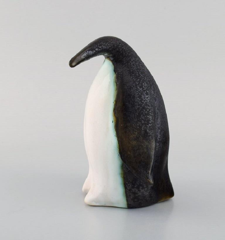 Unknown European Studio Ceramicist, Unique Penguin in Glazed Ceramics, 1980s