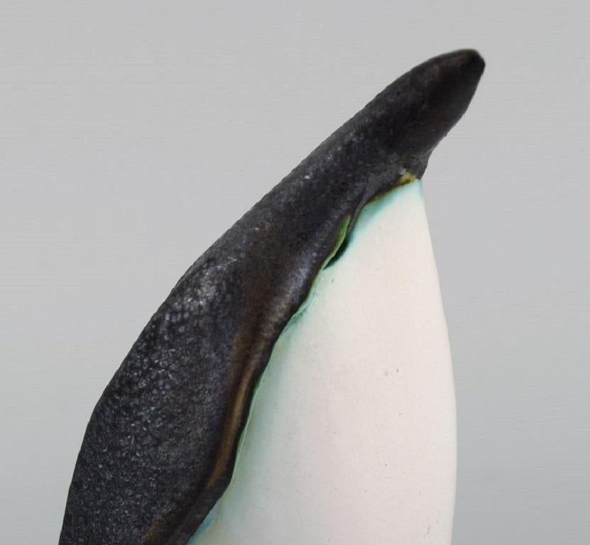 Late 20th Century European Studio Ceramicist, Unique Penguin in Glazed Ceramics, 1980s