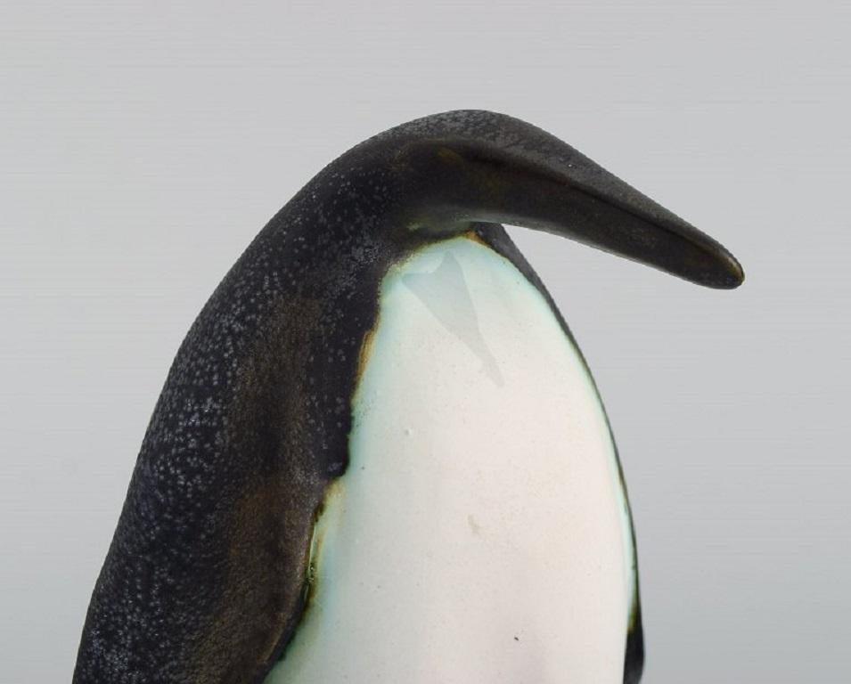 Late 20th Century European Studio Ceramicist, Unique Penguin in Glazed Ceramics, 1980s