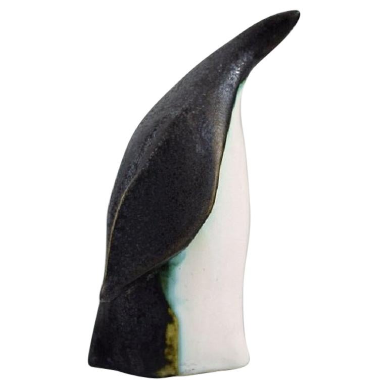 European Studio Ceramicist, Unique Penguin in Glazed Ceramics, 1980s