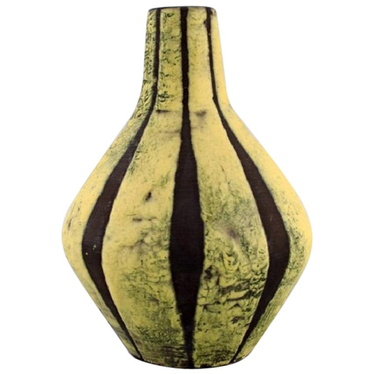 Europäischer Studio-Keramikkünstler, einzigartige Retro-Vase aus glasierter Keramik, 1960er Jahre