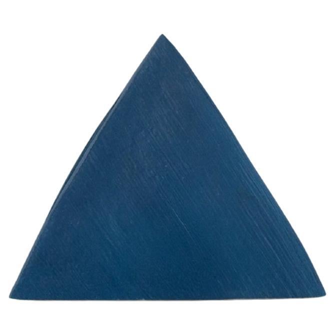 European Studio Ceramicist, Unique Triangular Vase in Blue Glaze, Late 1900s For Sale