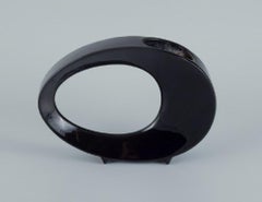 European Studio Ceramicist, Unique Vase in Black Glaze, Approximately 1970s