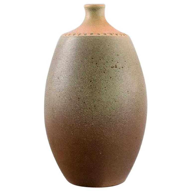 European Studio Ceramicist, Unique Vase in Glazed Ceramics, 1970s