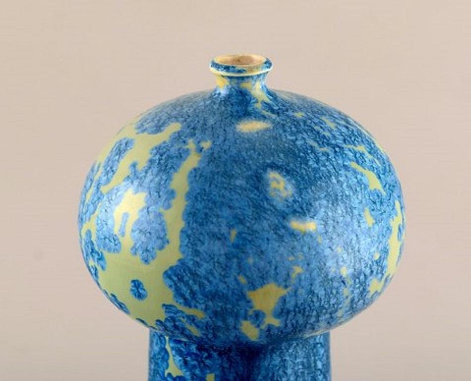 European Studio Ceramicist, Unique Vase in Glazed Ceramics, 1980s In Good Condition In Copenhagen, DK
