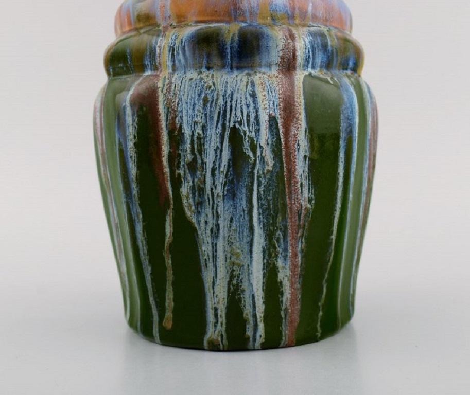 European Studio Ceramicist, Unique Vase in Glazed Ceramics, Mid-20th C In Excellent Condition For Sale In Copenhagen, DK