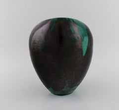 Europäischer Studio-Keramikkünstler, einzigartige Vase aus glasiertem Steingut, 1960er/70er Jahre