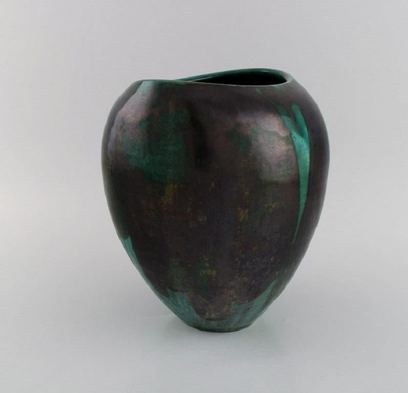 Europäischer Studio-Keramikkünstler, einzigartige Vase aus glasiertem Steingut, 1960er/70er Jahre im Zustand „Hervorragend“ im Angebot in Copenhagen, DK