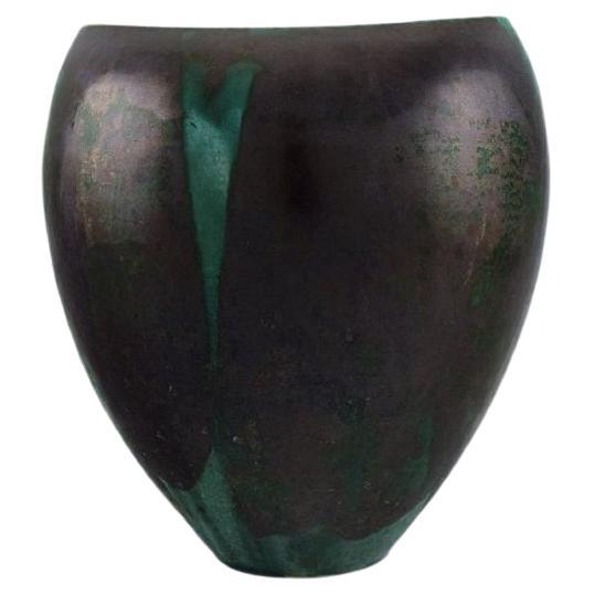 Europäischer Studio-Keramikkünstler, einzigartige Vase aus glasiertem Steingut, 1960er/70er Jahre