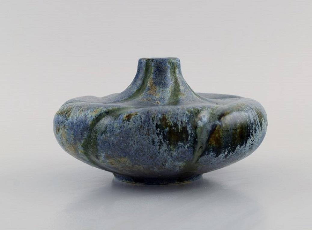 Modern European Studio Ceramicist, Unique Vase in Glazed Stoneware, 1970s