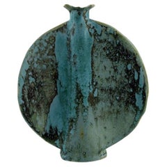 Europäischer Studio-Keramikkünstler, einzigartige Vase aus glasiertem Steingut, 1970er Jahre