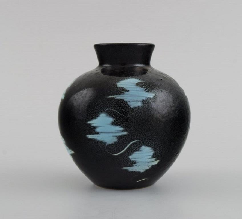 Mid-Century Modern European Studio Ceramicist, Unique Vase in Glazed Stoneware For Sale