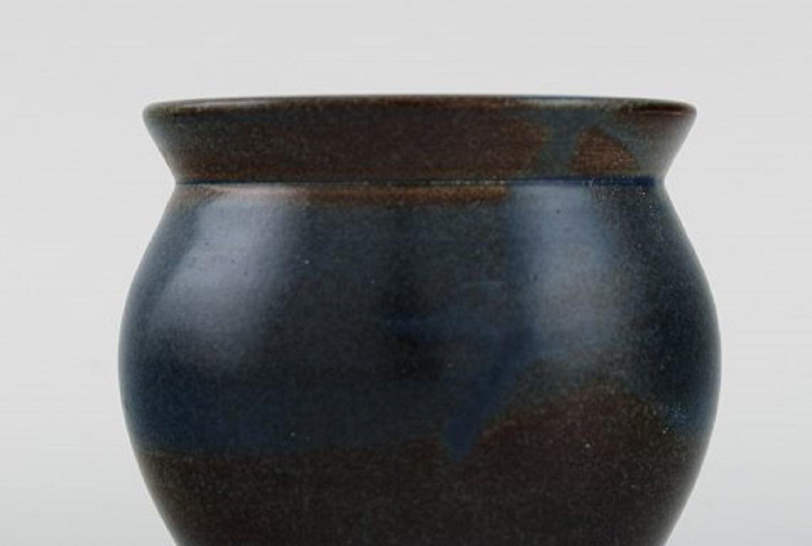 European Studio Ceramicist, Unique Vase in Glazed Stoneware, Late 20th C In Excellent Condition For Sale In Copenhagen, DK