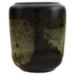 European Studio Ceramicist, Unique Vase in Glazed Stoneware, Late 20th Century