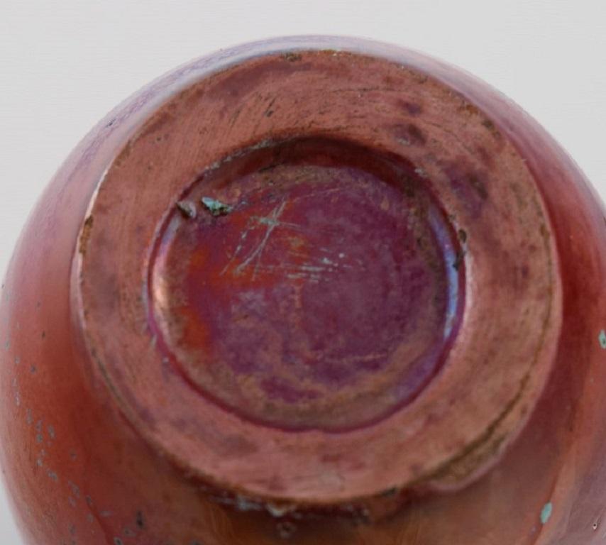 Europäische Studio-Keramikerin, einzigartige Vase aus glasiertem Steingut, Mitte des 20. Jahrhunderts. im Angebot 1