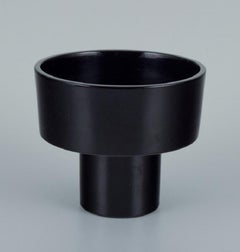 European Studio Ceramicist, Unique Vase in Modern Shape and Black Glaze