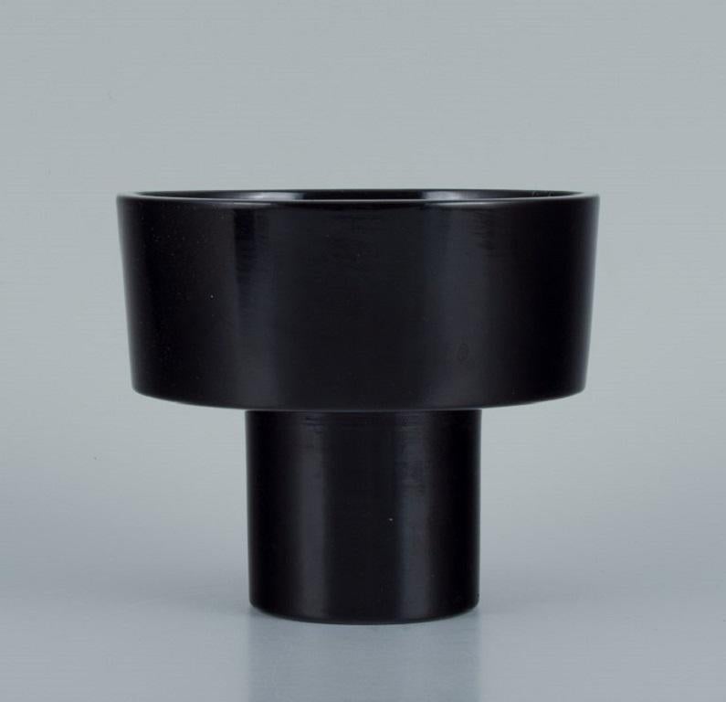 Unknown European Studio Ceramicist, Unique Vase in Modern Shape and Black Glaze For Sale