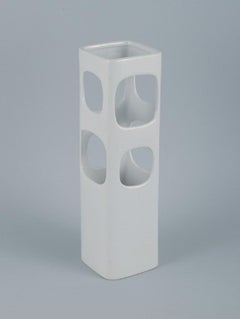 European Studio Ceramicist, Unique Vase with Holes in White Glaze